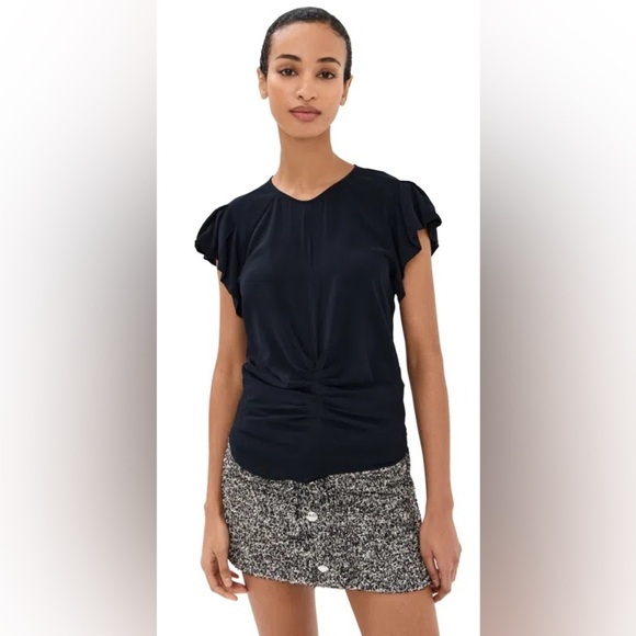 Isabel Marant Tullya Blouse Size 36 Small Ruched Front Flutter Sleeves - Picture 1 of 9